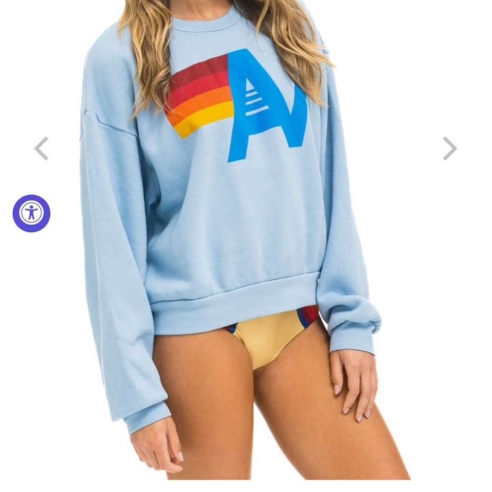 Aviator Nation: Logo relaxed crew sweatshirt, Ice, XL (BRAND NEW)